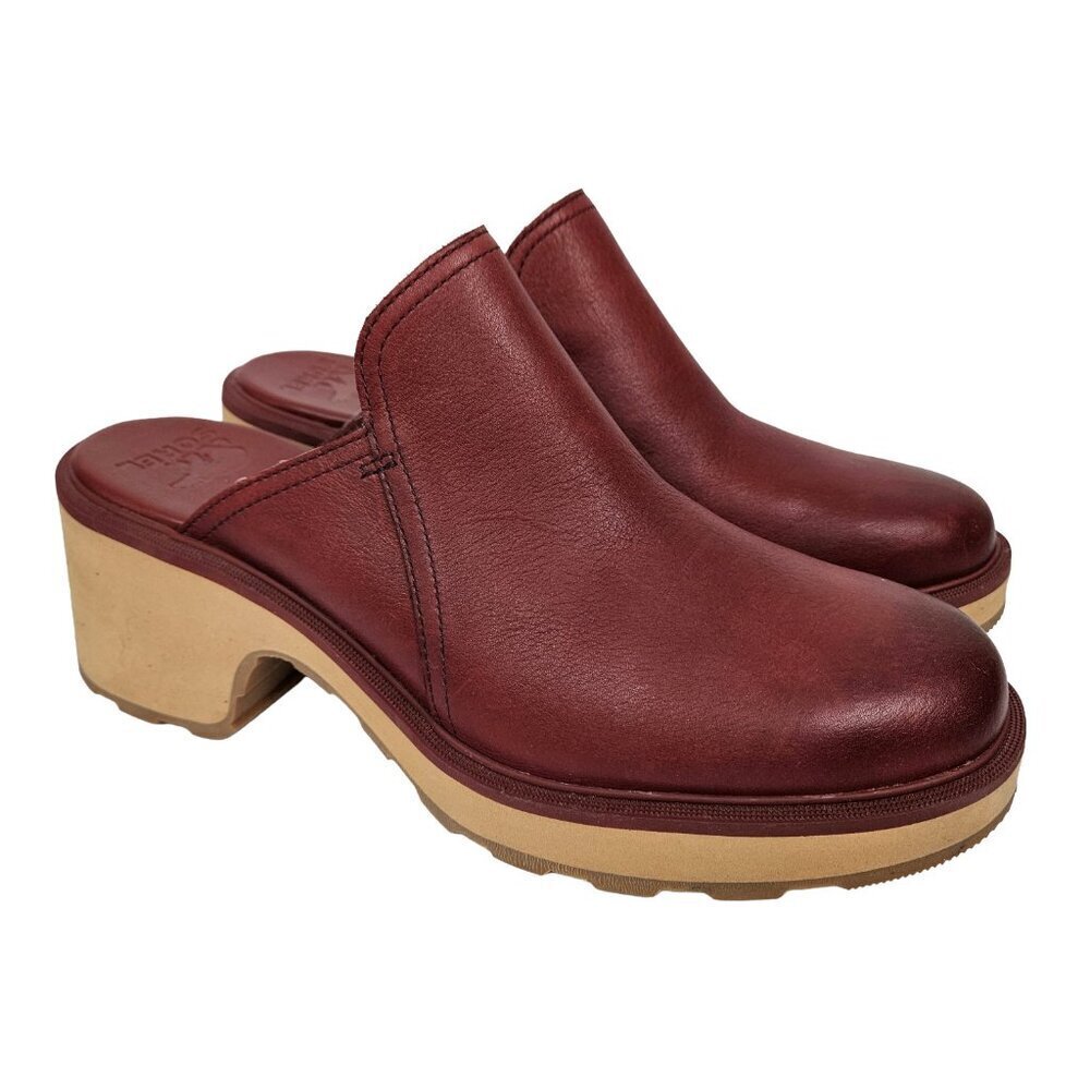 SOREL Women's Hi-Line Heel Mule Leather Spice Rust Red 12 NL5032-681